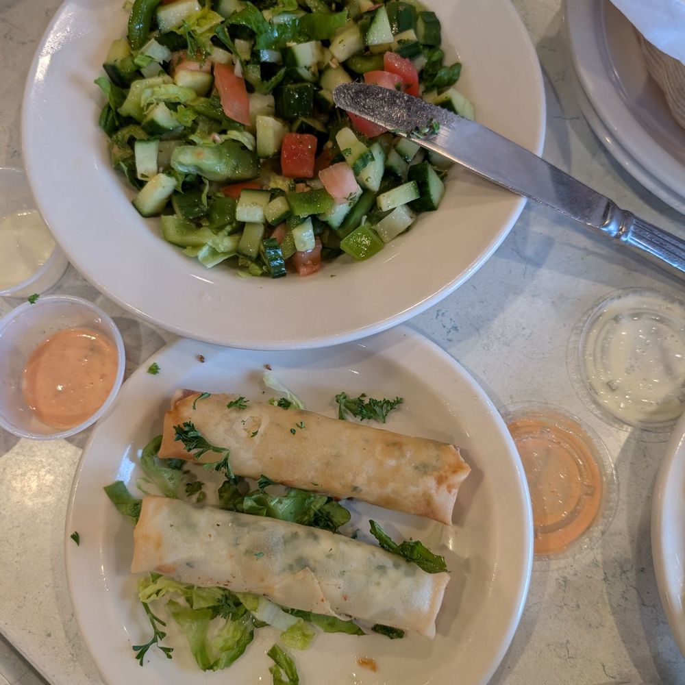 Almaza Grill - Rakakat bi Jibneh and salad - Mediterranean Near Me - East Amherst, New York