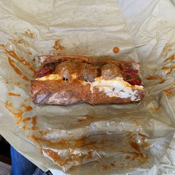 Salumi - Meatball sub with added hot peppers - Italian Near Me - Seattle, Washington Salumi - Meatball sub with added hot peppers - Italian Near Me - Seattle, Washington