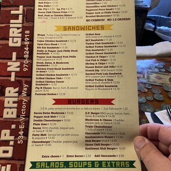 Op Bar & Grill - Menu - Burgers Near Me - Craig, Colorado