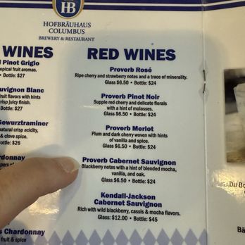 Hofbrauhaus Columbus - Wine menu - German Near Me - Columbus, Ohio