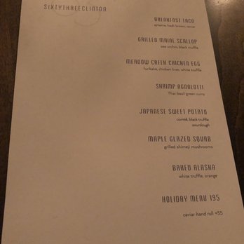 Sixty Three Clinton - 7 course holiday tasting menu - New American Near Me - New York, New York