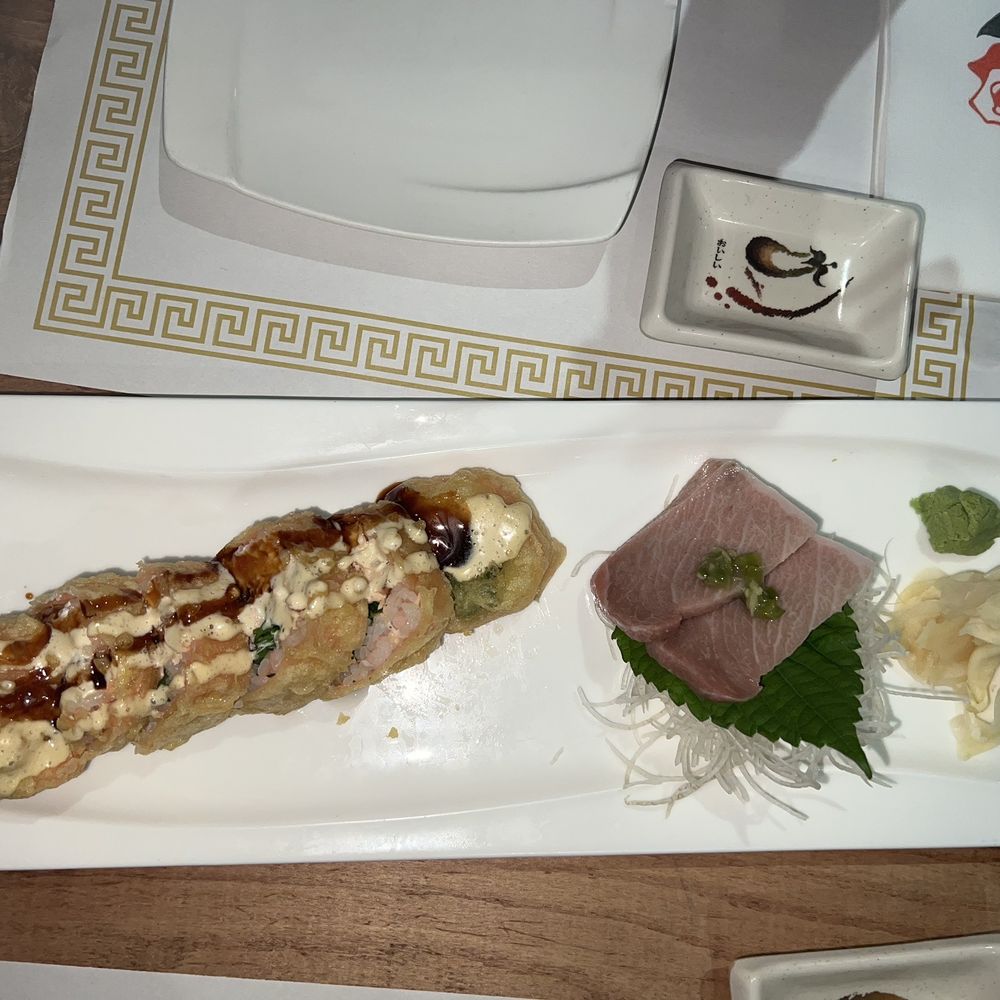 Raku Ramen and Sushi - Salmon Roll and Toro sashimi (rare to find, belly-cut of blue fin tuna) - Ramen Near Me - Clemmons, North Carolina
