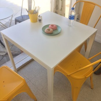 Miracle Bakery - Brightly colored chairs and my Raspberry Cake Donut(Vegan & GF) and vegan Lavender Cake Donut(V & GF) - Bakeries Near Me - Burbank, California Miracle Bakery - Brightly colored chairs and my Raspberry Cake Donut(Vegan & GF) and vegan Lavender Cake Donut(V & GF) - Bakeries Near Me - Burbank, California