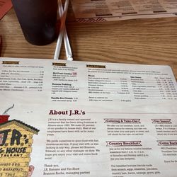 J.R.'s Log House Restaurant - Menu