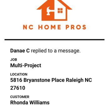 NC Home Pros - This is the response from Danae about the requested estimate that she was too busy to give. - General Contractors Near Me - Raleigh, North Carolina NC Home Pros - This is the response from Danae about the requested estimate that she was too busy to give. - General Contractors Near Me - Raleigh, North Carolina