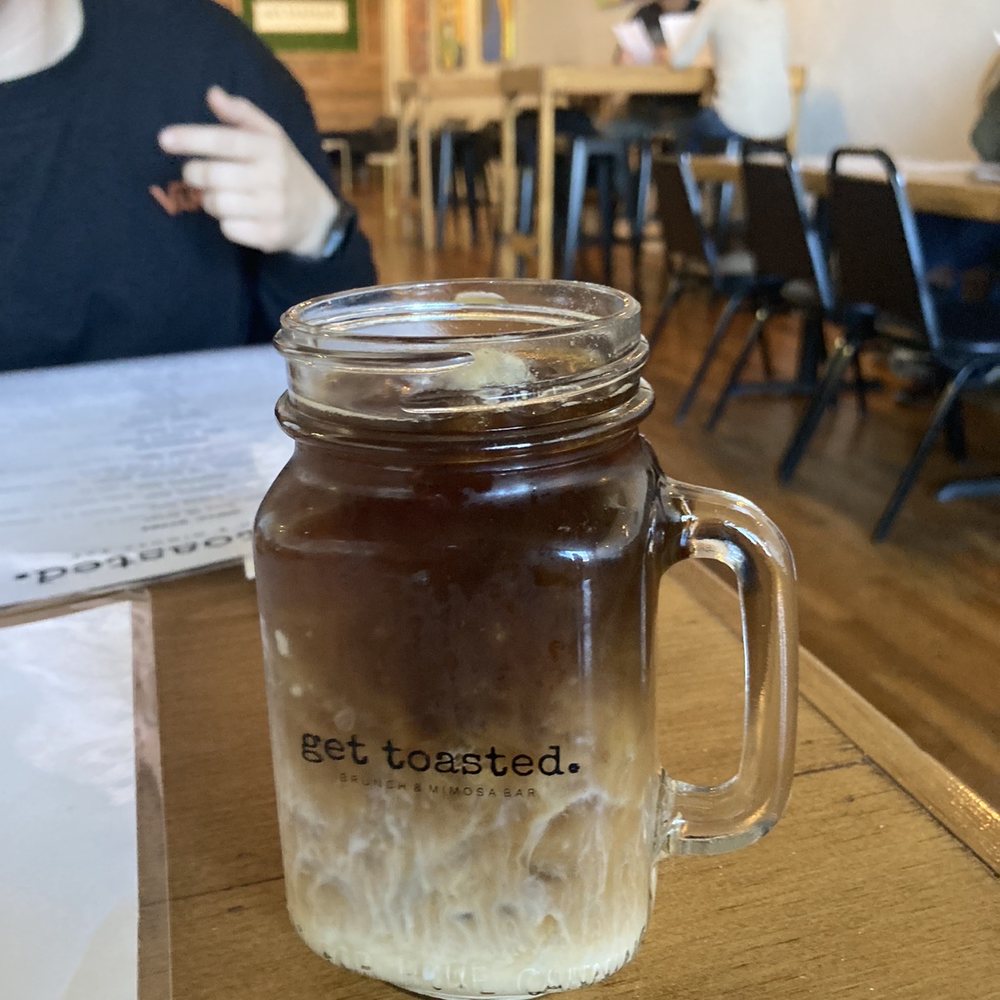Get Toasted - Ice coffee with oat milk and sugar substitute (sweet N low)... no sugar free syrups offered here. Which is no big deal. - Breakfast & Brunch Near Me - Riverbank, California Get Toasted - Ice coffee with oat milk and sugar substitute (sweet N low)... no sugar free syrups offered here. Which is no big deal. - Breakfast & Brunch Near Me - Riverbank, California