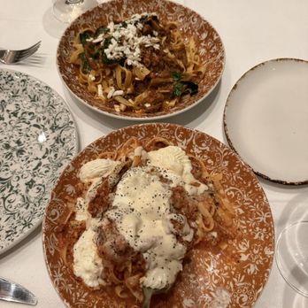 61 Osteria - Wild Boar Pappardelle (top) and Rotollo with gluten free housemade pasta (bottom) - Wine Bars Near Me - Fort Worth, Texas