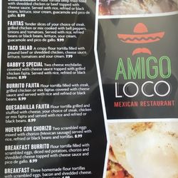 Amigo Loco - Quitman - Menu