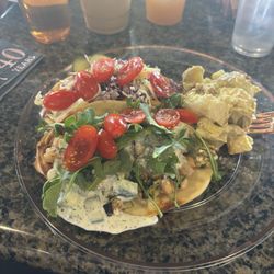 Lofi Cafe - Fusion tacos.. one barbecue fusion and one Greek fusion and a sun-dried tomato potato salad.