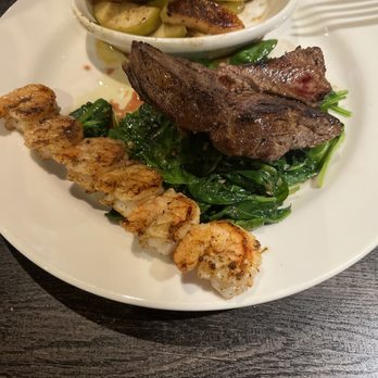 Hudson Grille- Tucker - Steak and shrimp with spinach and apples - Sports Bars Near Me - Tucker, Georgia