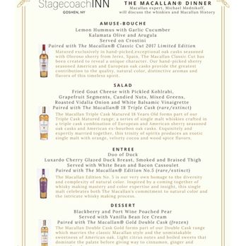 Stagecoach Inn - Macallen tasting menu - Bed & Breakfast Near Me - Goshen, New York