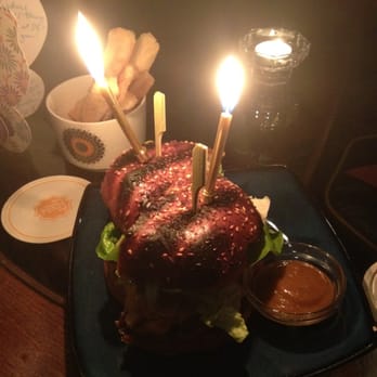 Trailer Happiness - The wonderful staff even put birthday candles on my (delicious) burger; how can you not love them for that?!? - Lounges Near Me - London, XGL Trailer Happiness - The wonderful staff even put birthday candles on my (delicious) burger; how can you not love them for that?!? - Lounges Near Me - London, XGL