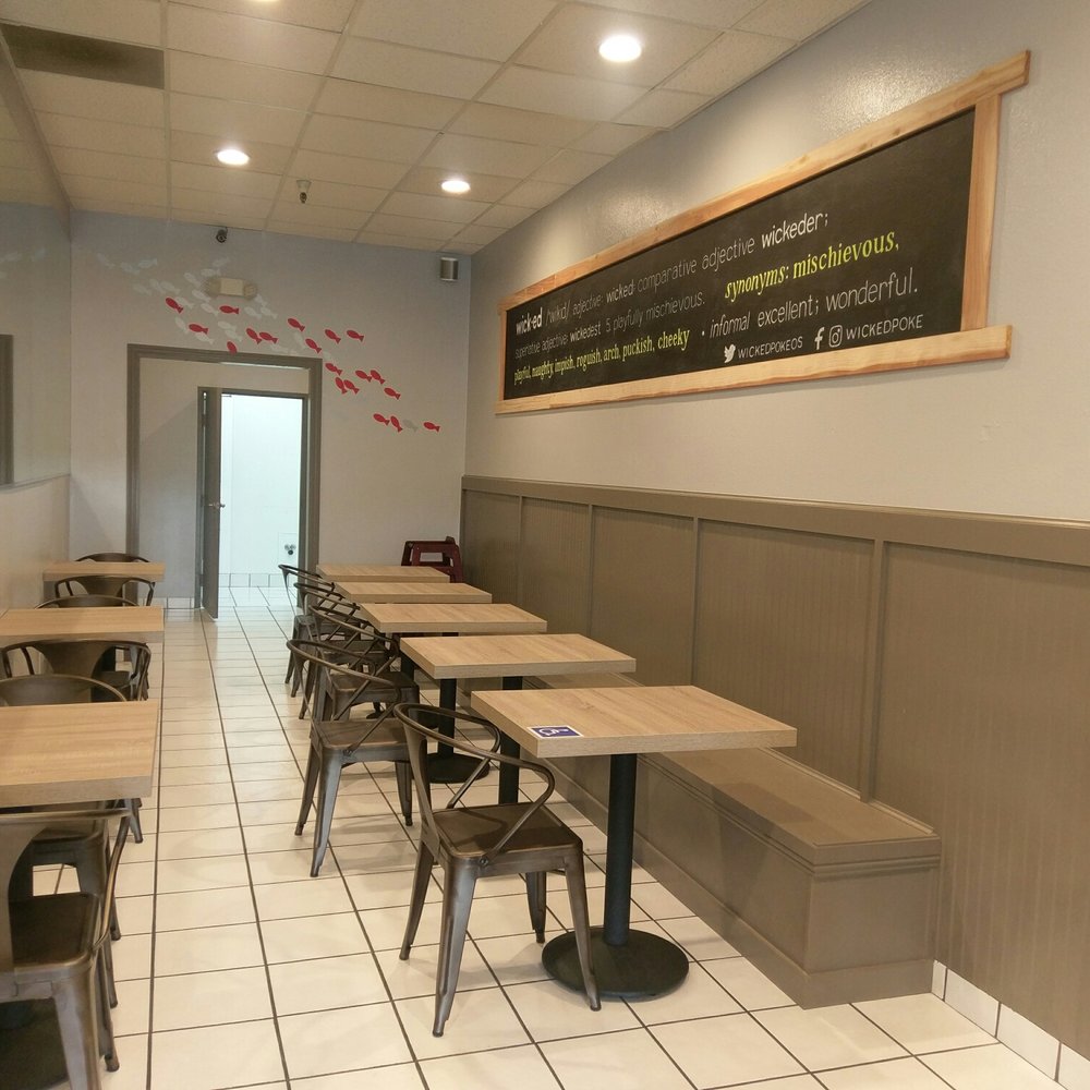Wicked Poke - The eating area is not huge, but clean and comfortable. - Poke Near Me - Oceanside, California Wicked Poke - The eating area is not huge, but clean and comfortable. - Poke Near Me - Oceanside, California