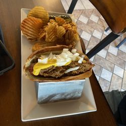 Serious Dogs - Chili dog with chips.