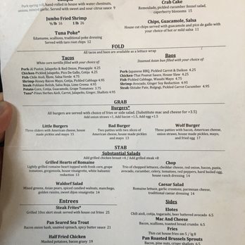 Little Bad Wolf - Pages of adult beverages. Food menu is a single page. Mixture of fares from Asian, Latino, to American. - American Near Me - Chicago, Illinois