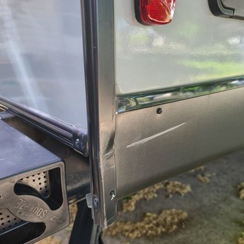 General RV Center - Picture 4 of scratch  and crushed back metal pillar - RV Repair Near Me - Clarkston, Michigan