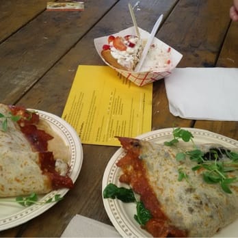Evergreen Brick Works - Chicken crepe and spinach/mushroom crepe ($10 each). So delicious! I recommend the chicken :) - Farmers Market Near Me - Toronto, Ontario