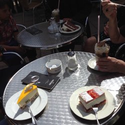 Hotel-Café Adler Holzer - An incredible treat worth every calorie! Maracuja and strawberry cream cakes with an iced coffee served with a scoop of vanilla ice cream.