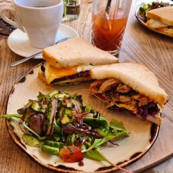 Libby's Bread and Wine - Half a char siu and half a Korean chicken sandwich