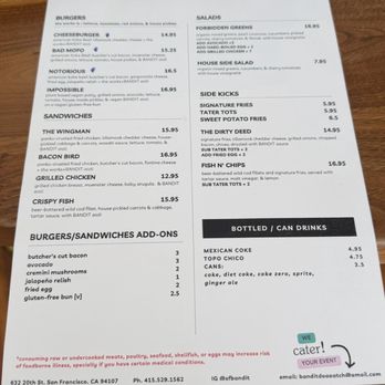 Bandit - Menu - Breakfast & Brunch Near Me - San Francisco, California Bandit - Menu - Breakfast & Brunch Near Me - San Francisco, California
