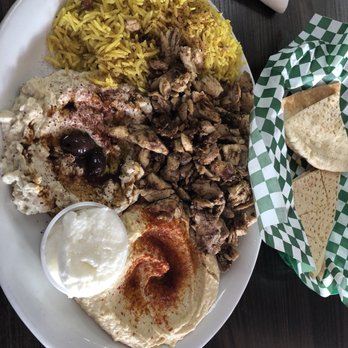 Green Corner Restaurant - Chicken Shawarma Plate w/Hummus, Baba Ghanouj and Saffron basmati rice. - Mediterranean Near Me - Mesa, Arizona Green Corner Restaurant - Chicken Shawarma Plate w/Hummus, Baba Ghanouj and Saffron basmati rice. - Mediterranean Near Me - Mesa, Arizona