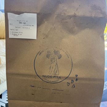Nude Pita - cute stamped bags for to-go orders - Greek Near Me - Miami, Florida Nude Pita - cute stamped bags for to-go orders - Greek Near Me - Miami, Florida