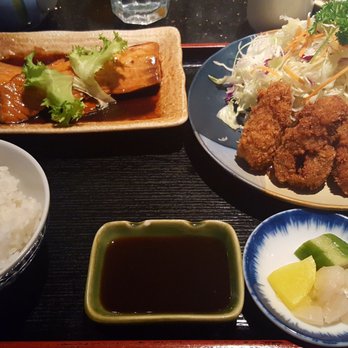 Ginza - Fried Oysters & Salmon Teriyaki Set - Sushi Bars Near Me - Bellevue, Washington Ginza - Fried Oysters & Salmon Teriyaki Set - Sushi Bars Near Me - Bellevue, Washington