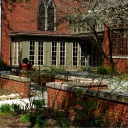 Worthington Town Green - Gothic fixtures flanking a newer section at St John's.