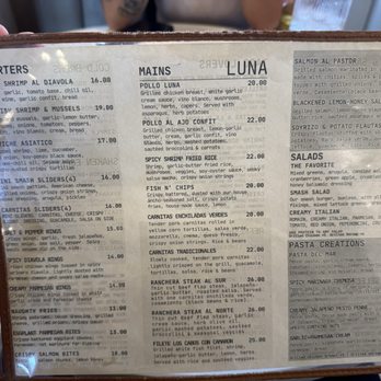 Luna - The menu - Tacos Near Me - Bakersfield, California