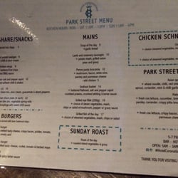 Park Street Bar - Menu for food that goes well with a Guinness...