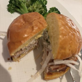estiatorio Milos - Tuna burger with broccoli substituting for the zucchini fries - Greek Near Me - Las Vegas, Nevada