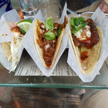 Oyamel - From left to right: Baja California, chilorio de Res, and Pancita de puerco al pastor. - Mexican Near Me - Washington, DC, District of Columbia Oyamel - From left to right: Baja California, chilorio de Res, and Pancita de puerco al pastor. - Mexican Near Me - Washington, DC, District of Columbia