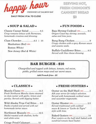 Menu photo 1 Chinook's Seattle, WA Menu photo 1 Chinook's Seattle, WA