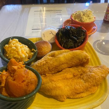 Mama J's Kitchen - Catfish, Sweet Potatoes, Collard Greens, Potato Salad, Macaroni & Cheese & Cornbread Muffin - Soul Food Near Me - Richmond, Virginia
