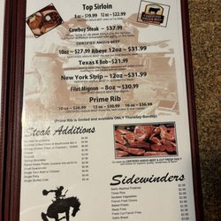 Robert's Steakhouse - Menu update. Steaks