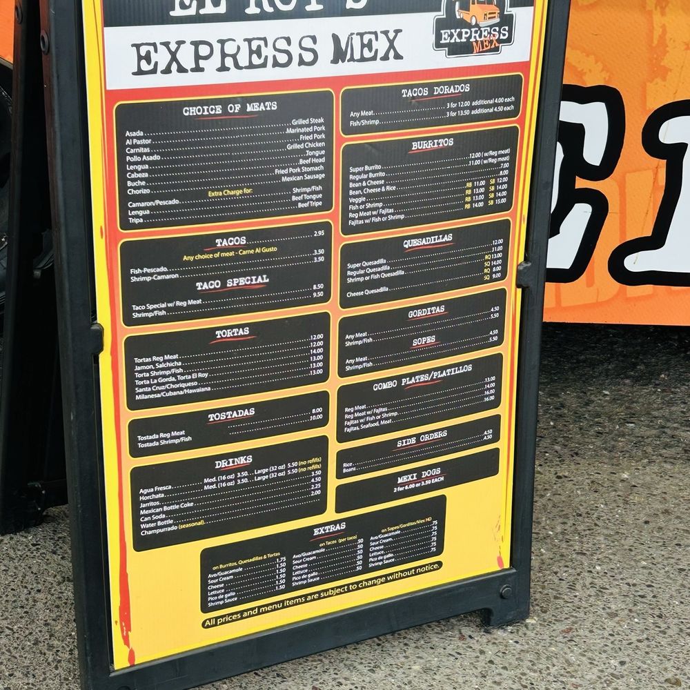El Roy's Express Mex - Menu board - Mexican Near Me - Petaluma, California