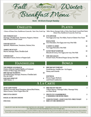 Menu photo 4 Stonehenge Grille Crossville, TN