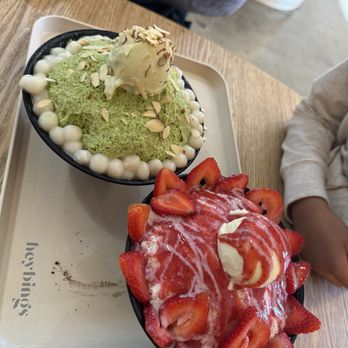Heybings - Matcha Romance Bingsoo Strawberry Delight Bingsoo - Desserts Near Me - Costa Mesa, California