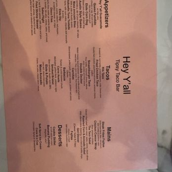 Hey Y’all - Menu sans prices - Tacos Near Me - Minneapolis, Minnesota Hey Y’all - Menu sans prices - Tacos Near Me - Minneapolis, Minnesota