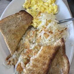 Mansfield Family Restaurant - Southside - Hashbrowns, scrambled eggs, rye toast