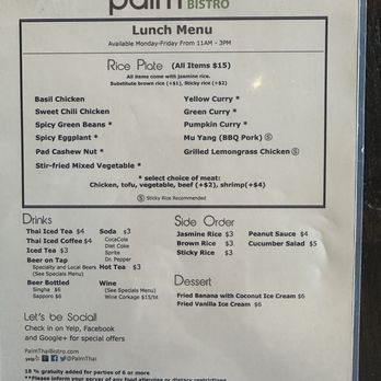 Palm Thai Bistro - Lunch menu 9/2024 - Thai Near Me - Fairfield, California Palm Thai Bistro - Lunch menu 9/2024 - Thai Near Me - Fairfield, California