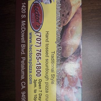 Hector's Pizza - Their Business card give them a call - Pizza Near Me - Petaluma, California