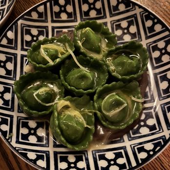 Rezdôra - "grandma walking through forest in emilia" - cappelletti verdi with roasted & sauteed leeks, black mushroom puree - Italian Near Me - New York, New York