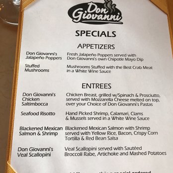 Don Giovanni - Notice NO prices on anything, they just charge what they feel like - Pizza Near Me - South Amboy, New Jersey