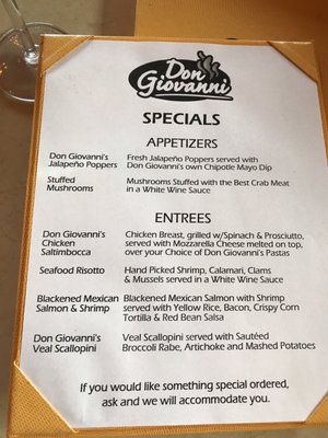 Menu photo 1 Don Giovanni South Amboy, NJ