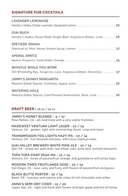 Menu photo 7 Jimmy's Pub Ojai, CA