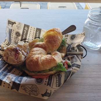 Eat n' Run Cafe - The Roost 66 sandwich with a potato salad on the side. Deeeeelicious. - Sandwiches Near Me - Flagstaff, Arizona