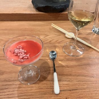 Sushiichi - Raspberry yuzu panna cotta - Sushi Bars Near Me - New York, New York Sushiichi - Raspberry yuzu panna cotta - Sushi Bars Near Me - New York, New York