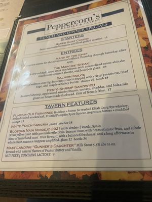 Menu photo 1 Peppercorn's Grille & Tavern Worcester, MA Menu photo 1 Peppercorn's Grille & Tavern Worcester, MA