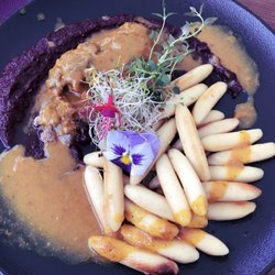 Restauracja Radiowa - Roladka i kluski (Beef roladen, with Polish noodles or gnocchi) entree. Beet sauce was a bit too sweet. Gorgeous presentation.